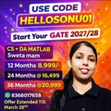 Code - HELLOSONU01 ( Unacademy GATE)